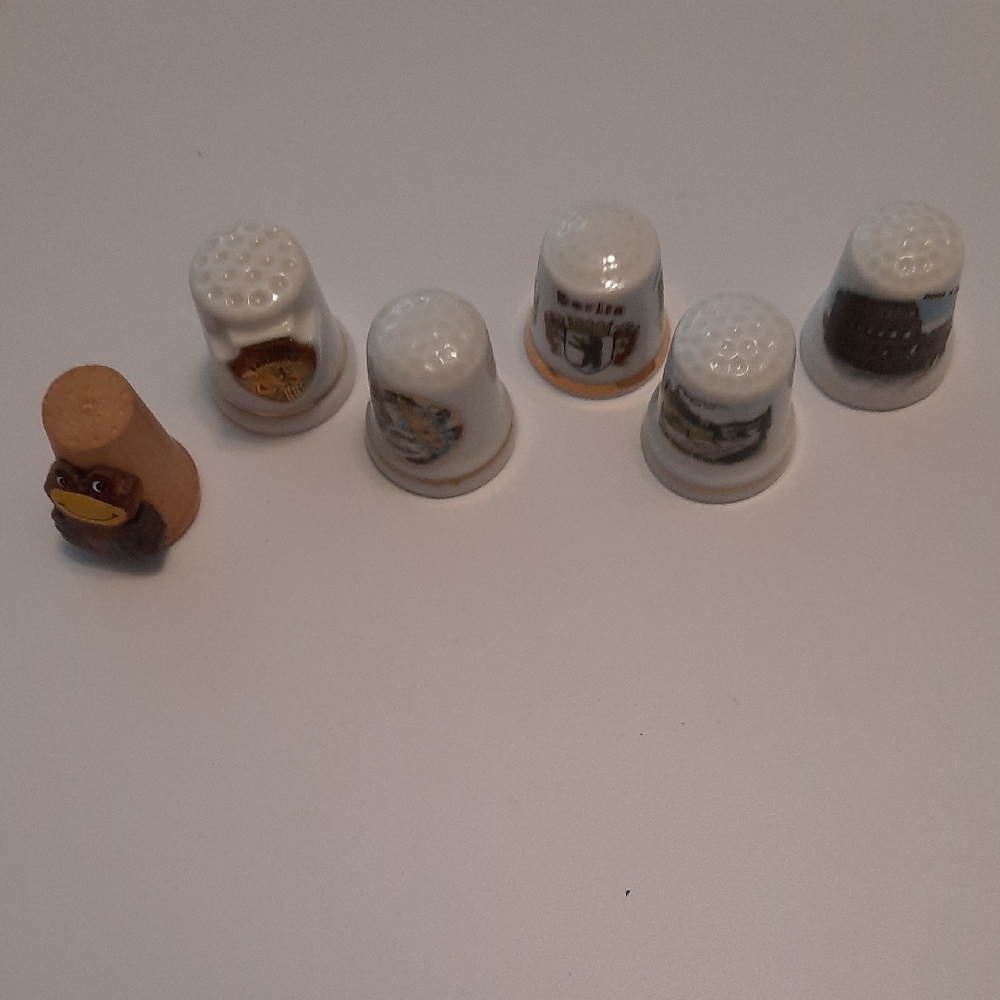 Ceramic and 1 wooden Thimble  Collection